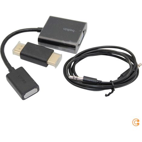 [NEUWERTIG] B-Ware Belkin HDMI / VGA Adapter HDMI-Buchse - VGA-Buchse Klinkenbuchse 3.5 mm Schwarz (1/2)