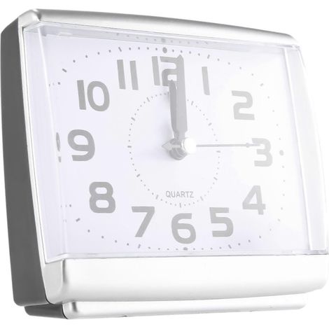 Réveil silencieux en plastique à mouvement continu - Petit réveil blanc (1/5)