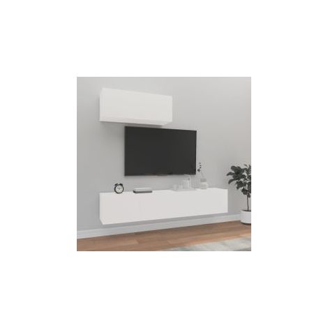 Ensemble de meubles TV 3 pcs Blanc Bois d'ingénierie (1/5)