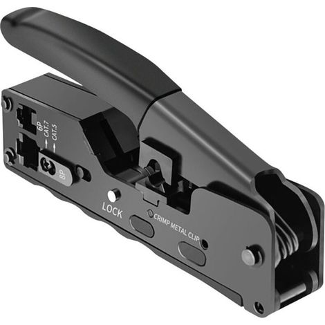 Pince à sertir, Poignée en caoutchouc souple - Antidérapante - Outil de sertissage Ethernet pour Cat7 8P/6P, Noir, 1 Pcs (1/4)