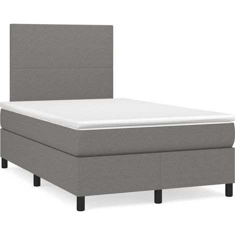 Boxspringbett mit Matratze & LED Dunkelgrau 120x190 cm Stoff