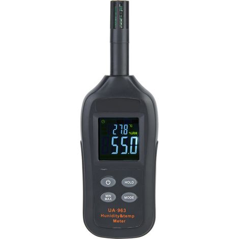 Termómetro e higrómetro digital, medidor de temperatura y humedad, con punto de rocío y temperatura de bulbo húmedo, UA963-Crezuo