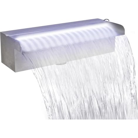 Fontaine rectangulaire de piscine avec LED Inox 30cm (1/5)