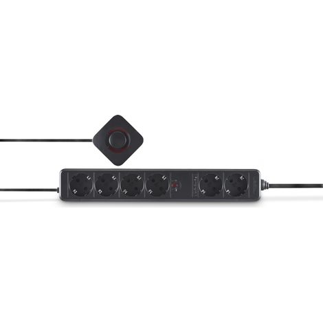 BLOC MULTIPRISES AVEC INTERRUPTEUR À PIED, 6 PRISES, NOIR HAMA