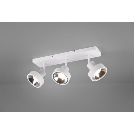 Deckenlampe Spotleuchte Spotlampe Wohnzimmerlampe, 3 flammig Spots beweglich, Metall weiß matt, 3x GU10 Fassungen, HxBxT 19x44x16cm (1/2)