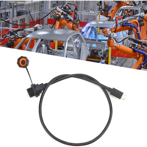 Connecteur USB étanche E10TPC-TF-F/TPC-AM, type C femelle/mâle, avec prise arrière pour câble de 1 m.