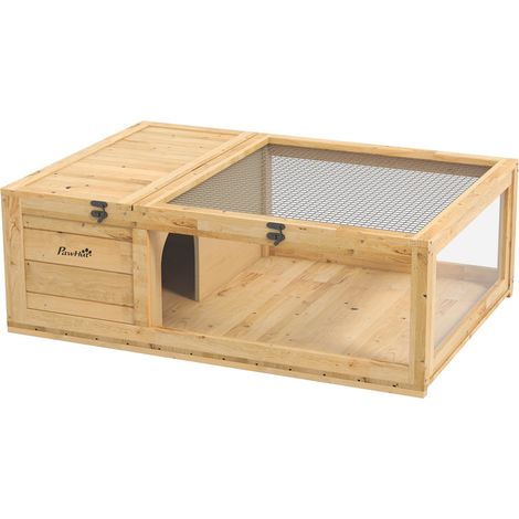 Recinto para tortugas con dos zonas, madera de abeto, 91 x 60,5 x 32 cm (1/5)
