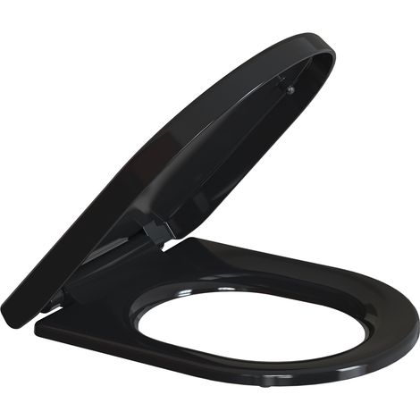 Todot – Abattant WC forme D noir 45 x 36.5 cm en polypropylène – Frein de chute – Charnière réglable – Installation facile (1/5)