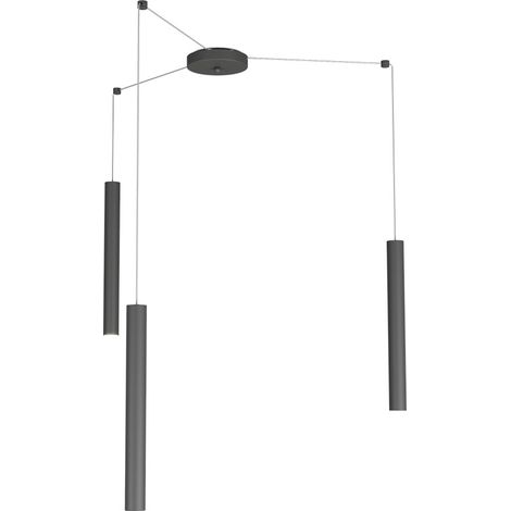 Sospensione Moderna Round Tube Metallo Grigio Antracite 3 Luci Gu10 (1/4)