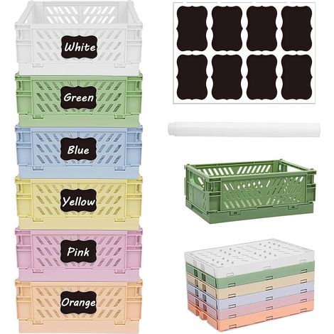 6 Pièces Caisses Pliable Plastique Mini Empilable Caisse de Rangement avec Poignée pour Cuisine Chambre à Coucher Bureau(15 x 9,8 x 5,7 cm) (1/5)