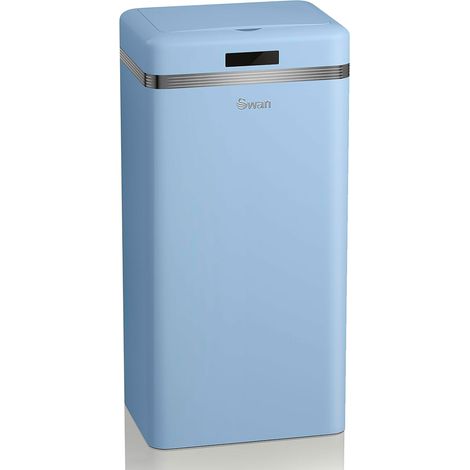 SWAN SWKA4500BLNEU Cubo Basura Cocina Sensor de Apertura Automática, Metálico, Capacidad 45 Litros, Diseño Vintage  Azul (1/5)