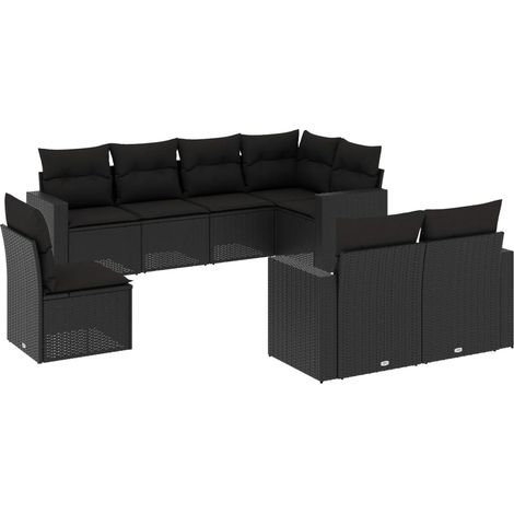 Set Divani da Giardino con Cuscini 8 pz Nero in Polyrattan vidaXL (1/3)