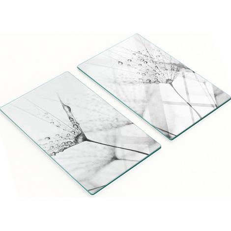 Tablas de cortar de cristal para cocina con estampado de gotas de diente de le贸n, 2 x 30 x 52 cm.