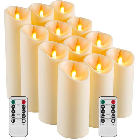 bougies LED, bougies LED à piles qui peuvent être utilisées à l'extérieur. Une lampe bougie en plastique comme la paraffine. 12 pièces (1/5)