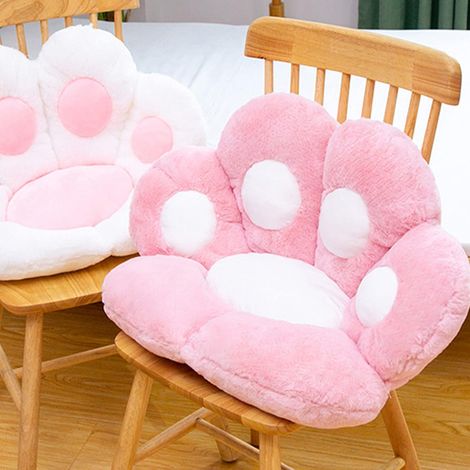 1 Coussin de chaise avec dossier, motif patte de chat, tissu imitation fourrure, rembourrage coton PP, pour bureau salon (1/5)