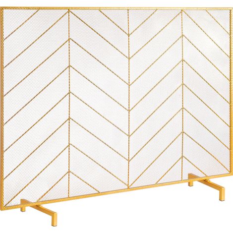VEVOR Pare-feu de Cheminee 1 Panneau Grille de Protection de Cheminee Fer 98x75,8 cm Robuste avec Porte Pare-etincelles Autoportant Installation Simple pour Salon Decoration deInterieur Moderne, Dore