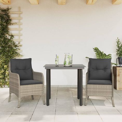 Set comedor de jardín 3 pzas cojines ratán sintético gris claro vidaXL (1/5)