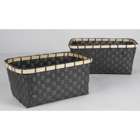 Flechtkörbe 2er-Set Aufbewahrungskorb Badezimmerkorb Regalkorb Dekoration (1/2)