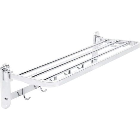 Foldable stainless steel towel rack with hook for the bathroom, 56.4 x 23.6 x 17.5 cm (1/4)