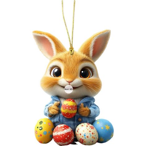 Décorations de Pâques 2026 - Pendentifs pour voiture - Accessoires pour rétroviseur - Pendentifs pour sac à dos (1/4)