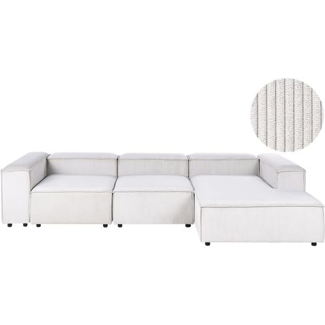Sofá modular 4 plazas moderno patas negras tapizado pana blanco crema izquierdo Ardal (1/5)