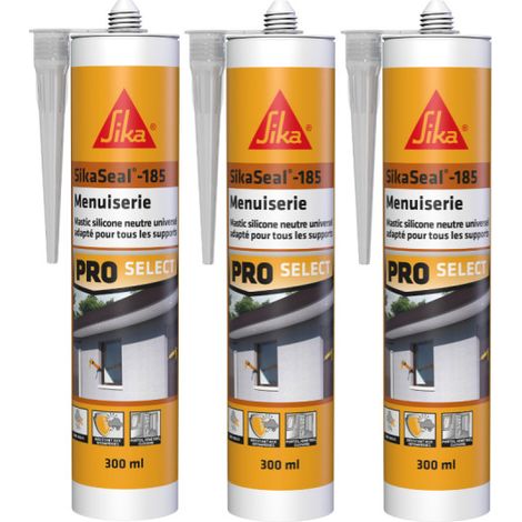 3er-Set Silikon-Dichtstoffe SIKA Sikaseal-185 Tischlerei - Weiß PVC - 300ml