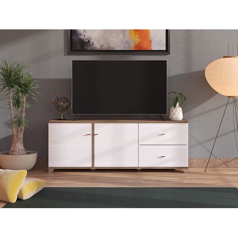 TV-Schrank Isera, 2 Schubladen, 1 Regal, 2 Türen, 162x40x59,5h cm Weiß (1/5)