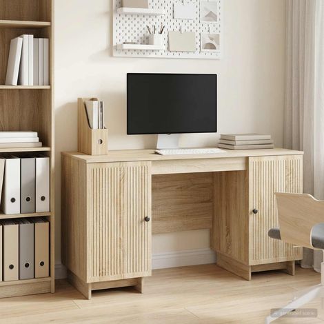 vidaXL Bureau Chêne Sonoma Bois d'ingénierie 142,5 x 50 x 75 cm (1/5)