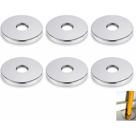 6PCS Rosace Mitigeur Douche Acier Inoxydable, Cache Tuyau Rond Argenté 80mm, Rosace Décorative pour Robinet Douche et Mitigeur Mural, Garniture de Plomberie pour Salle de Bain, Raccord Sanitaire (1/5)