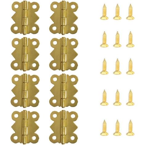 Charnière pour meuble,50 Pièces Charnières Mini Papillon Charnières Laiton Rétro avec 200 pièces Vis de remplacement (20x 17mm) (1/4)