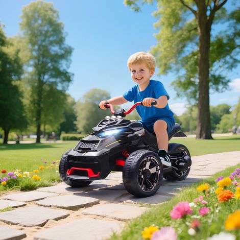 Quad électrique enfants voiture électrique enfants 12V 3 roues 2 moteurs lecteur MP3. klaxon. 2 vitesses 3-5 km/h noir