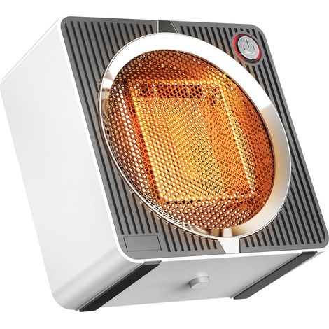 Small heater, portable desktop heater, PTC ceramic desktop heater, anti-tipping protection, suitable for office and home, white.