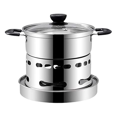 Réchaud à alcool d'intérieur, réchaud de camping, pas de cuisson électrique, réchaud à alcool avec poêle, acier inoxydable, bougies chauffe-plat, four à bougie (1/5)