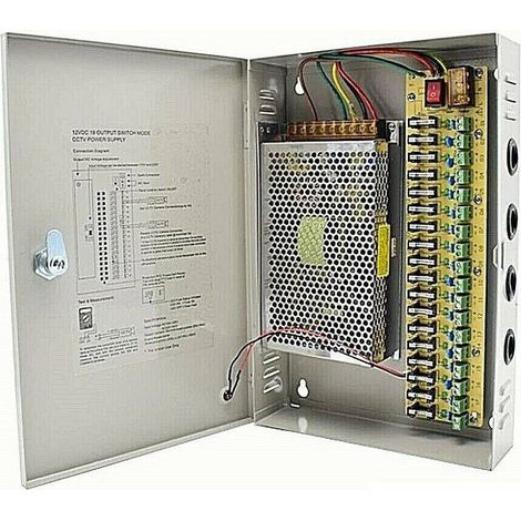 TrAdE Shop Traesio - Alimentatore Quadro Di Alimentazione 12 Volt 18 Canali Centralina 30a 220vdc -
