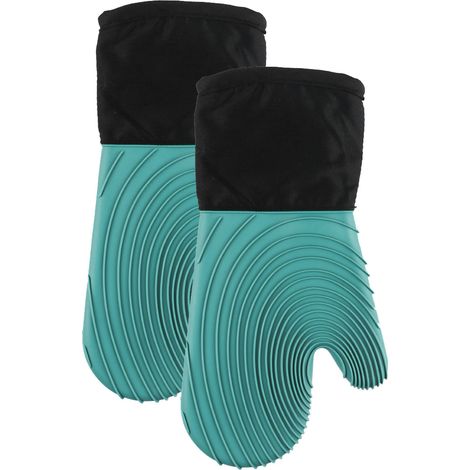 Lot de 2 gants isolants en silicone vert foncé