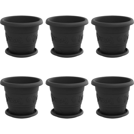 Maison Exclusive - Blumentöpfe 6 pcs Schwarz Ø 22 x 18 cm Kunstst