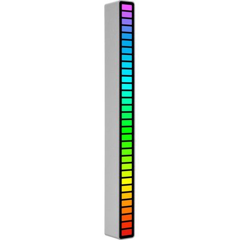 RGB-LED-Lichtleiste mit 32 LEDs, 18 Farben, Audio-Spektrum, 5 Geschwindigkeiten, 4 Helligkeitsstufen, tragbar, USB Typ-C, Sprachsteuerung, Ambientebeleuchtung für Auto, Wohnzimmer, Gaming, Büro, DJ-Be (1/2)