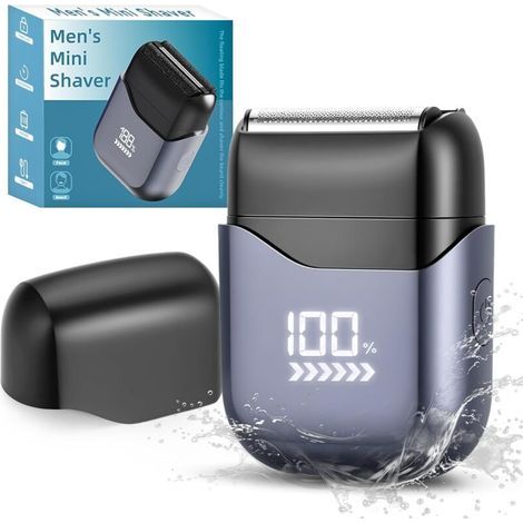 Mini Rasoir Électriques Hommes,IPX7,Wet & Dry PortableTondeuse Barbe avec Affichage LED,têtes flexibles 3D,Rechargeable USB, pour maison, voyages (1/5)