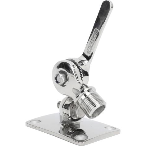 Support de base réglable en acier inoxydable 93 x 64 mm pour antenne VHF marine, pour bateau ou yacht. (1/5)