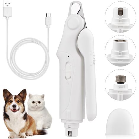 Lima de uñas y tijeras eléctricas 2 en 1 para mascotas, silenciosas, con batería integrada y 2 luces LED. Herramienta de aseo para perros y gatos de todos los tamaños. (1/5)