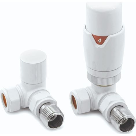 Heatwave Prime White Corner Thermostatic Radiator Valve Set
