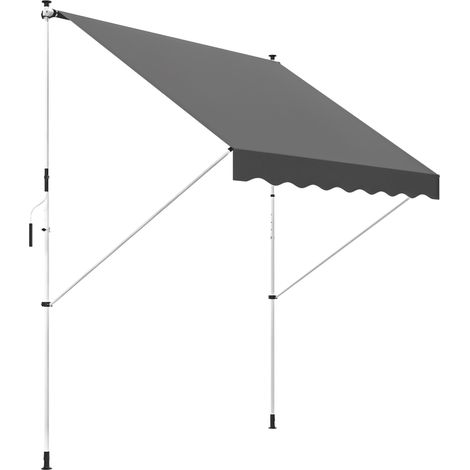 Store banne à fixation par pince avec manivelle, réglable en hauteur, à bras articulés, résistant aux salissures et aux intempéries, pour balcon, 150 cm de large, idéal pour terrasse, balcon ou véreta