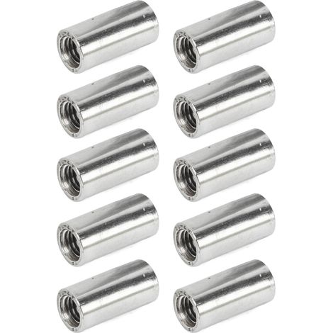 Lot de 10 écrous de connexion ronds M8x1.25 taraudage femelle L25 mm manchons couplage tige acier inox douille filetée (1/5)