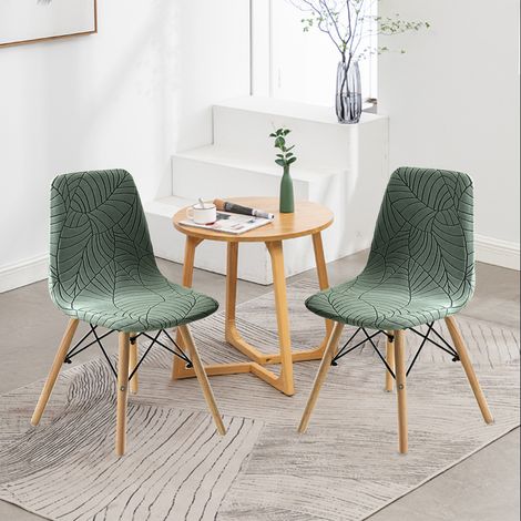 Lot de 2 housses de chaises de salle à manger modernes du milieu du siècle, vertes Housses extensibles en jacquard pour chaises coquillage, housse pour fauteuil sans accoudoirs-Chaise non incluse (1/5)
