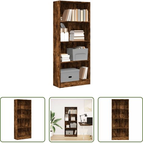 Rangement chambre -  Bibliothèque chêne fumé 60x24x143 cm bois d'ingénierie (1/5)