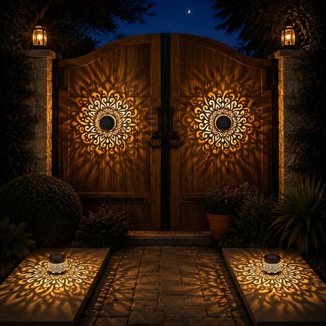 Lot de 2 lampes solaires Mandala pour clôture étanches (1/4)