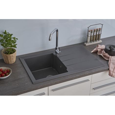 Lavello cucina incasso granito Mineralite 81 x 50 grigio Respecta Alineo (1/5)