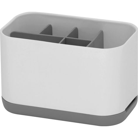 Support pour brosse à dents et dentifrice en plastique blanc pour salle de bain rangement compact et fonctionnel (1/4)