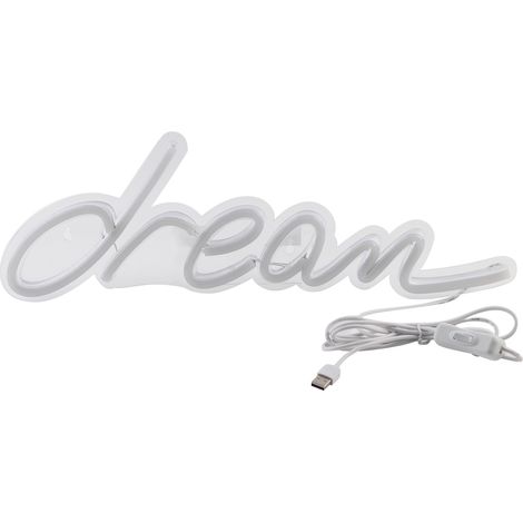 Lampe LED Lettres Décorative Design Dream Shape 44cm PVC Blanc USB Power Home Party Wedding
