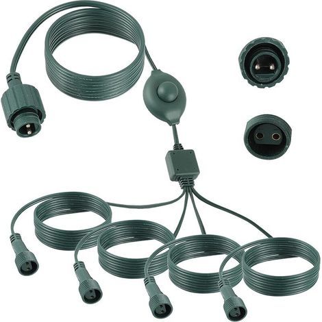 pair Rallonge de guirlande lumineuse 72in, 1 à 4 Répartiteur de Guirlande Lumineuse avec Interrupteur à pied, 2 Broches Connecteur Guirlande Lumineuse Noel pour Rideau guirlande Lumière Extérieure